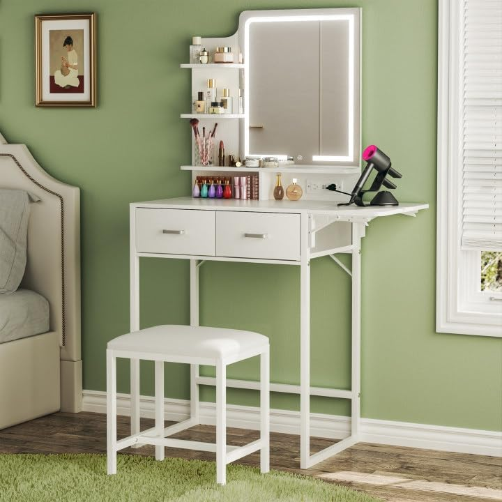 Makeup Vanity Desk with Mirror and Lights