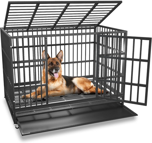 Heavy Duty Indestructible Dog Crate with Wheels