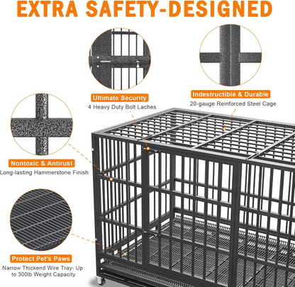 Heavy Duty Indestructible Dog Crate with Wheels